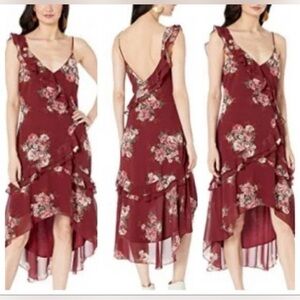 WAYF 90s Y2K Inspired Fairy Ruffle Tiered Floral Sheer Midi Marilyn Aline Dress